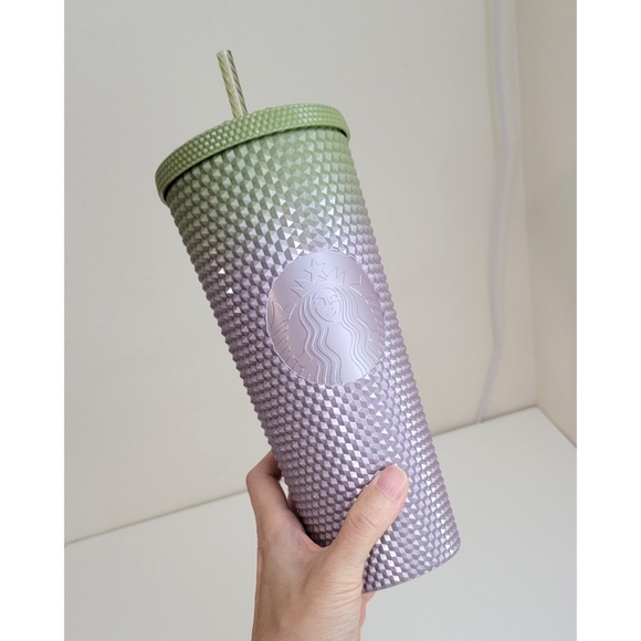 Starbucks Fall 2024 Green Purple Ombre Metallic Studded Tumbler 24 oz Venti - Picture 1 of 3